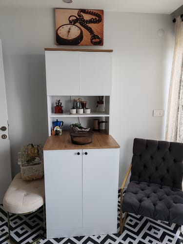 Customer photo review of Rani KD102 Çamaşır Makinesi Dolabı Kapaklı 3 Raflı Üst Dolaplı Banyo Dolabı Beyaz - Sepet Ceviz