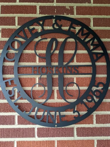 Customer photo review of Elaborate Name - Steel Sign