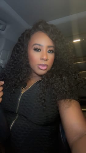 Customer photo review of CurlyMe 360 Lace Fit Wear Go Pre-Bleached Water Wave Human Hair Glueless Wig Pre-Plucked