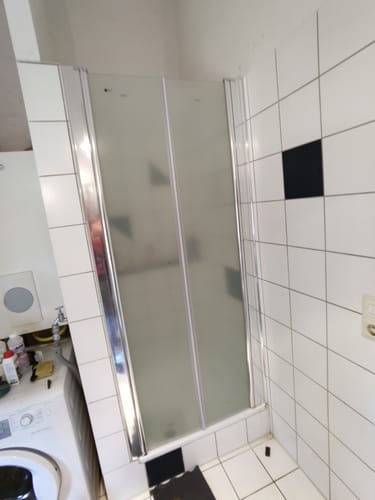Customer photo review of Duschtür Nische mit Pendeltür, Duschkabine Nischentür Dusche - Satiniertes Glas