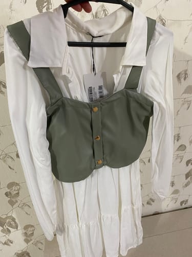 Customer photo review of Conjunto de Vestido em Viscose Sarjada e Colete em Couro Sintético 80630 Infanti Infantil Menina