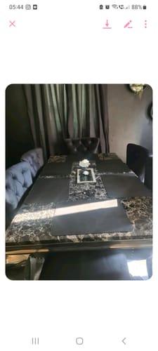 Customer photo review of Vienna Marble Dining Table With Chelsea Ring Knocker Chairs