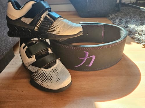 Customer photo review of Black w/ Purple Stitching Lever Belt, 10mm - IPF Approved