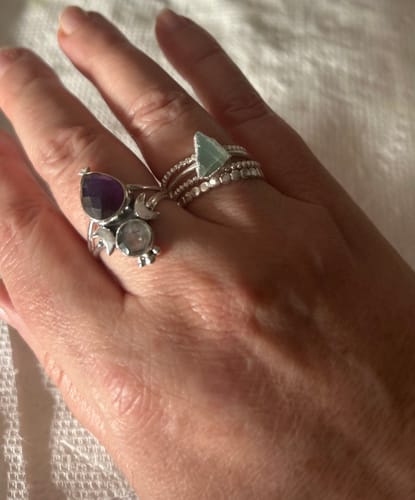 Customer photo review of Aquamarine Stacking Ring Set Sterling Silver