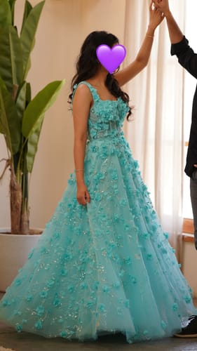 Customer photo review of Straps Scoop Neck Corset 3D Floral Beaded Dress