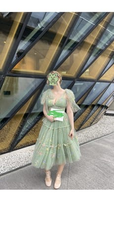 Customer photo review of Infinity Corset Floral Embroidery Dress with Tie Sleeves