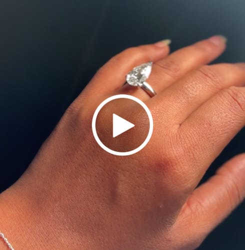 Customer video review of 5Ct Solitaire Pear Cut Lab Grown Diamond Ring in Platinum