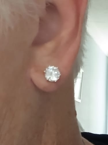 Customer photo review of 6 Claws Round Cut Lab Grown Stud Diamond Earrings