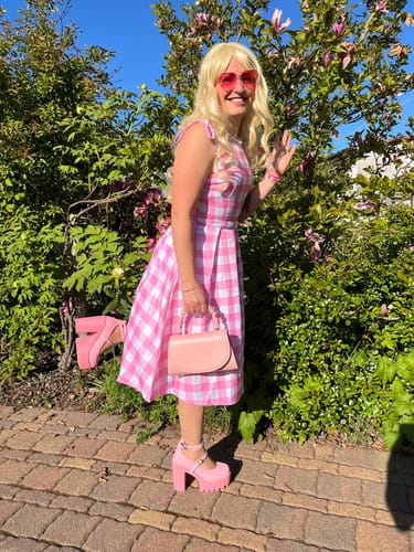 Customer photo review of 2023 Barbie, Margot Robbie Barbie Halloween Cosplay Kleider Cosplay Kostüm Halloween Karneval Party Outfits