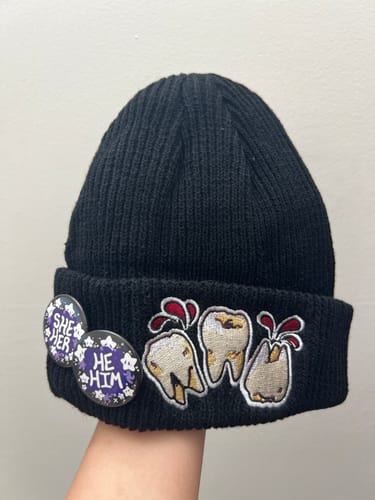Customer photo review of Bloody Teeth Black Beanie