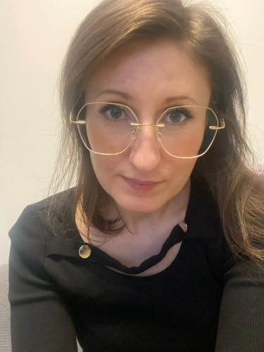 Customer photo review of Zirosat Women's Rimless Oval Glitter Edge Lens Alloy Eyeglasses 89251