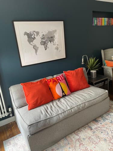 Customer photo review of World Map Black & White Framed Art Print