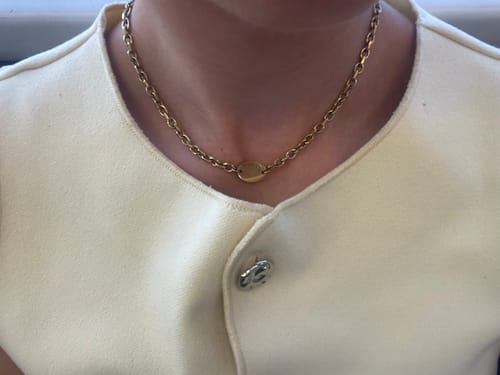 Customer photo review of Engravable Chunky Oval Necklace