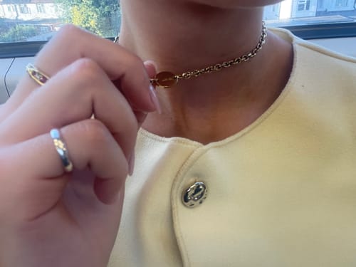 Customer photo review of Engravable Chunky Oval Necklace