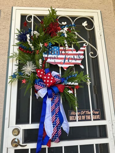 Customer photo review of USA - Land That I Love Patriotic Wreath
