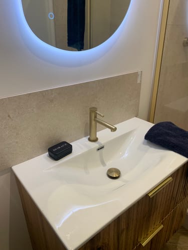 Customer photo review of Mitigeur de salle de bain or brossé