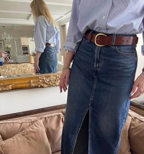 Customer photo review of Medusa - Snake Skin Embossed Leather Belt Made in Canada