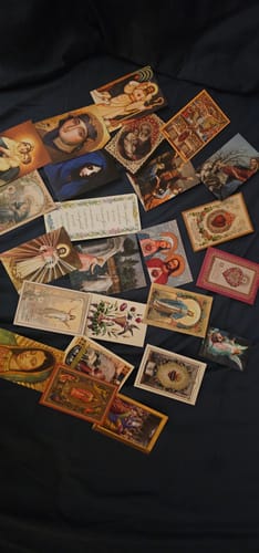 Customer photo review of Vintage Holy Cards of the Month Series -- 4 New Cards Each Month -- Only $3.65! Free Postage!