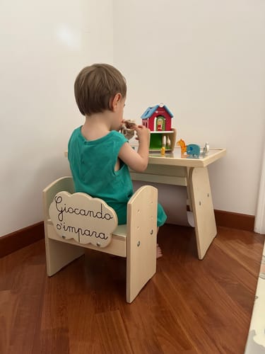 Customer photo review of Tavolino multiattività per bambini (sediolina inclusa)