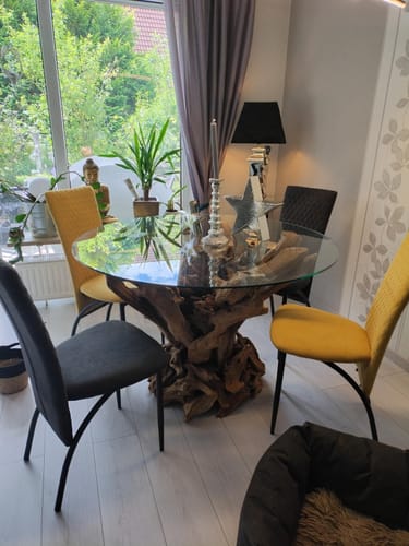 Customer photo review of TAMBORA Wurzel Esstisch Glasplatte Ø 120 cm