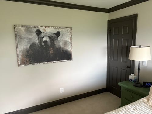 Customer photo review of Bear Portrait Canvas | Bear Picture Wildlife Photography | Bears Gift Animal Portrait Wall Art | Black and White Art Rustic Wall Decor