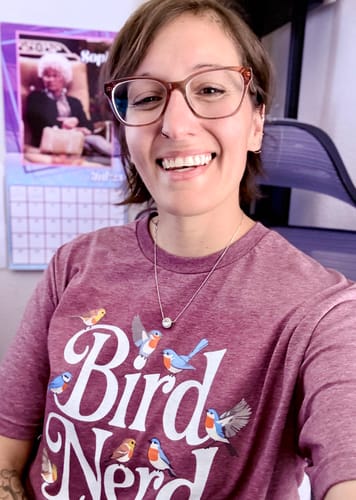 Customer photo review of Birds on Bird Nerd T-Shirt