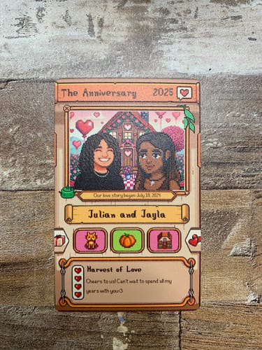 Customer photo review of Custom Anniversary Metal Card