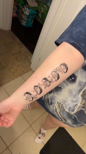 Customer photo review of Long Dripping Eyes Temporary Tattoos