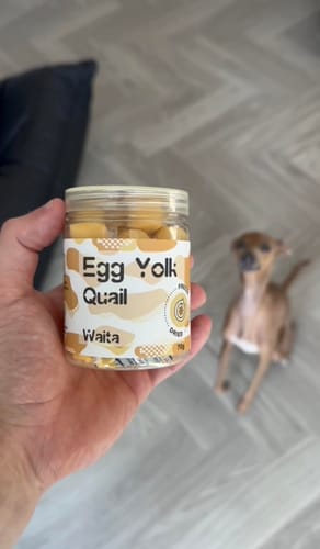 Customer photo review of Waita Freeze Dried Quail Egg Yolk Dog/Cat Pet Treats 70g/200g