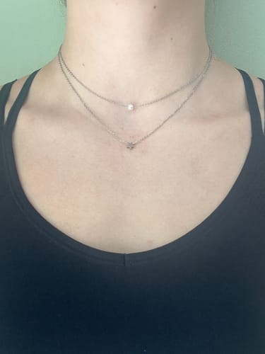 Customer photo review of Layered Silver Star & Pearl Necklace