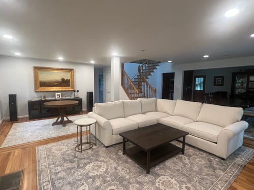 Customer photo review of Modern Solid Wood Coffee Table with Lower Shelf