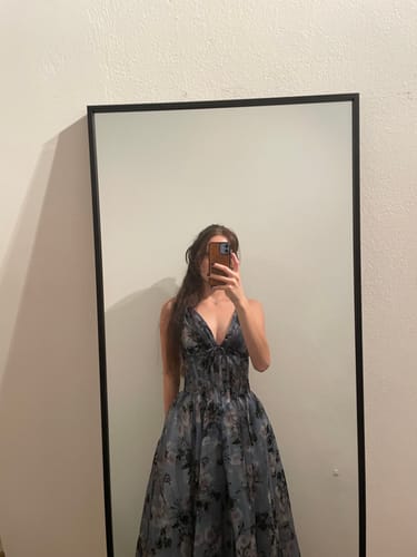 Customer photo review of Straps V Neck Corset Floral Print Organza Midi Dress