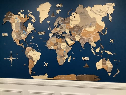 Customer photo review of 3D Wooden World Map Multicolor