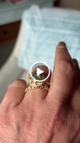 Heather M. review of Group order oval vintage art deco pave moissanite/colored gem K gold engagement ring image 1 out of 1