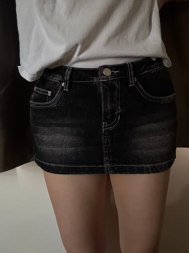 Customer photo review of Mia Denim Mini Skort - Black