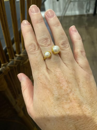 Customer photo review of DOUBLE PEARL RING - GOLD