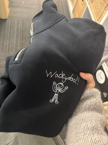Customer photo review of Custom Line Drawing UNISEX Zip Sweater