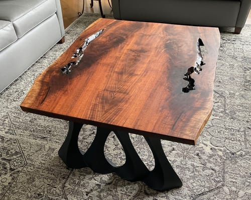 Customer photo review of Coffee Table Legs 202 Radix 16H for Live Edge Tabletop