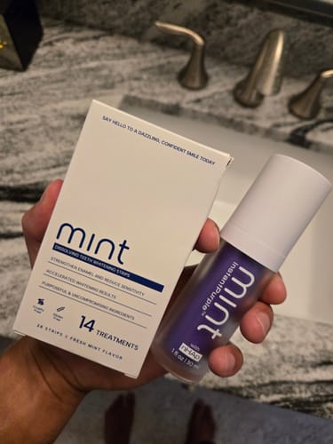Customer photo review of Dissolving Teeth Whitening Strips
