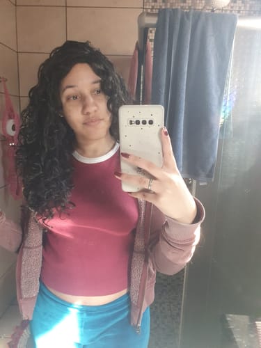Customer photo review of Peruca Wig Baya Castanho Escuro Cacheada