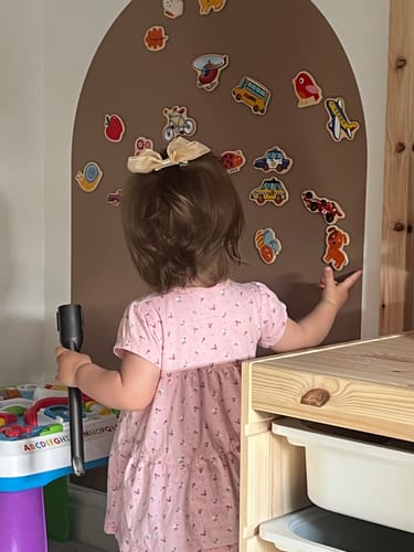 Customer photo review of Wooden vehicles magnets (set of 20)