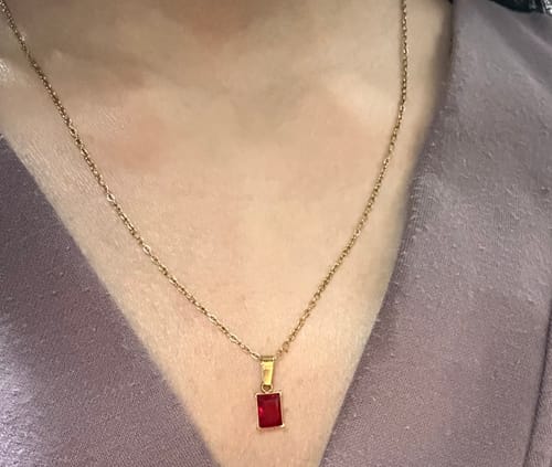 Customer photo review of Ruby Red Stone Necklace