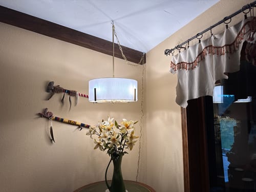 Customer photo review of Modern 8-Light White Fabric Drum Pendant Semi Flush Chandelier