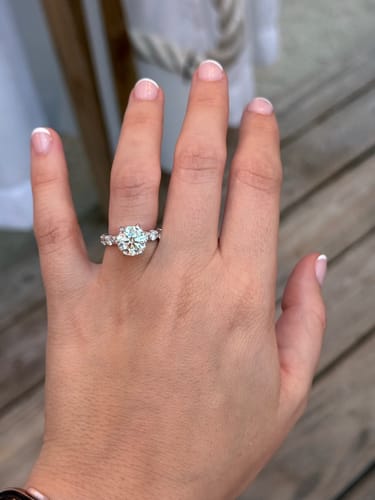 Jacob N. review of Custom Ring as discussed Total 6.5 carats, center 3 carats F VS1 and smaller diamonds F VVS1, all natural earth mined diamonds, Size 5.5, White Gold 14K image 1 out of 4