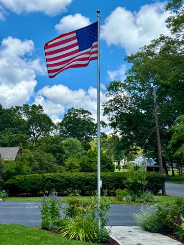 Customer photo review of 20 ft. Commercial Aluminum Flagpole with External Rope Halyard rated at 85 mph