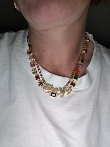 Customer photo review of Solstice Gemstone Necklace Gold