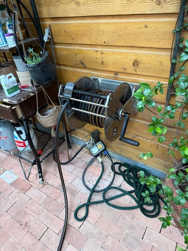 Customer photo review of Wall Mounted Hose Reel-Stainless Steel-Heavy Duty