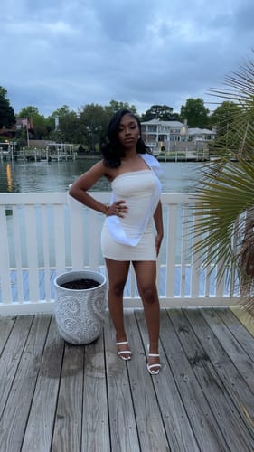 Customer photo review of Sexy Hot Solid Color Sequins Patchwork Backless Strapless Wrapped Skirt Dresses