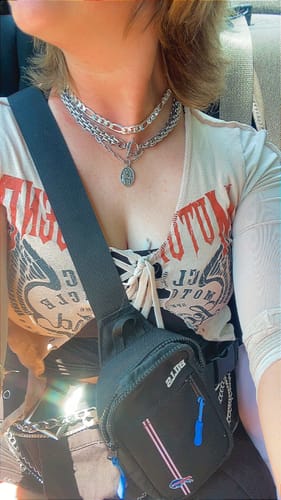 Customer photo review of HEAVY SOLID SILVER FIGARO CHAIN