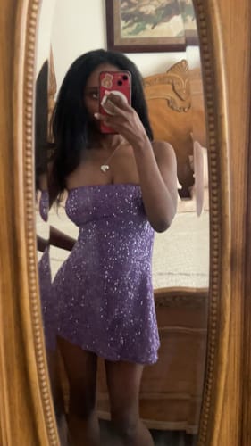 Customer photo review of Sequin Thin Strap Mini Dress